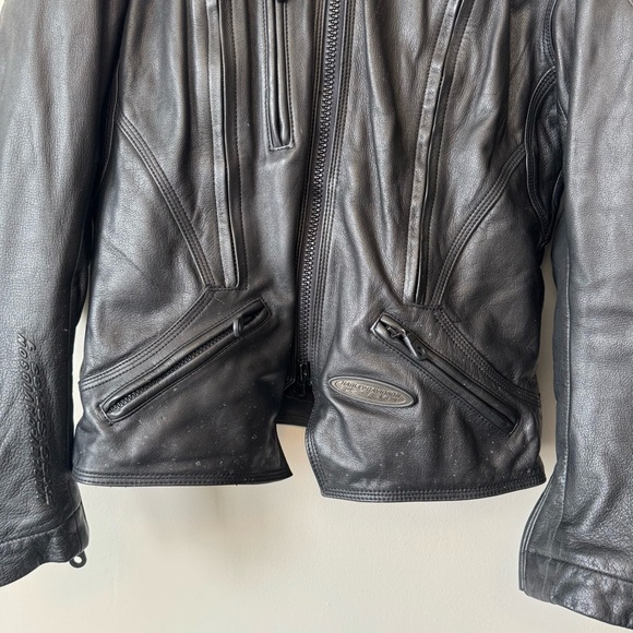 Harley Davidson FXRG Series 1 Black Leather Motorcycle Riding Jacket Size S - Picture 2 of 9
